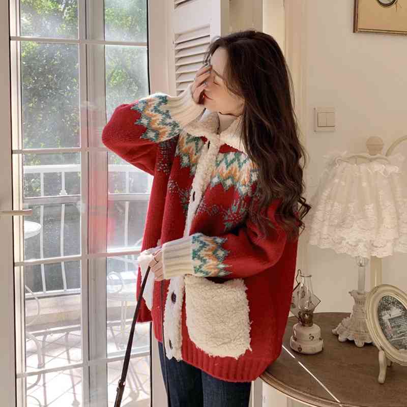 WERUERUYU Christmas Sweater Cardigan Women Thickened Winter Loose Knitted Coat Jumper Turtleneck 210608, Photo color
WERUERUYU Christmas Sweater Cardigan Women Thickened Winter Loose Knitted Coat Jumper Turtleneck 210608, Photo color