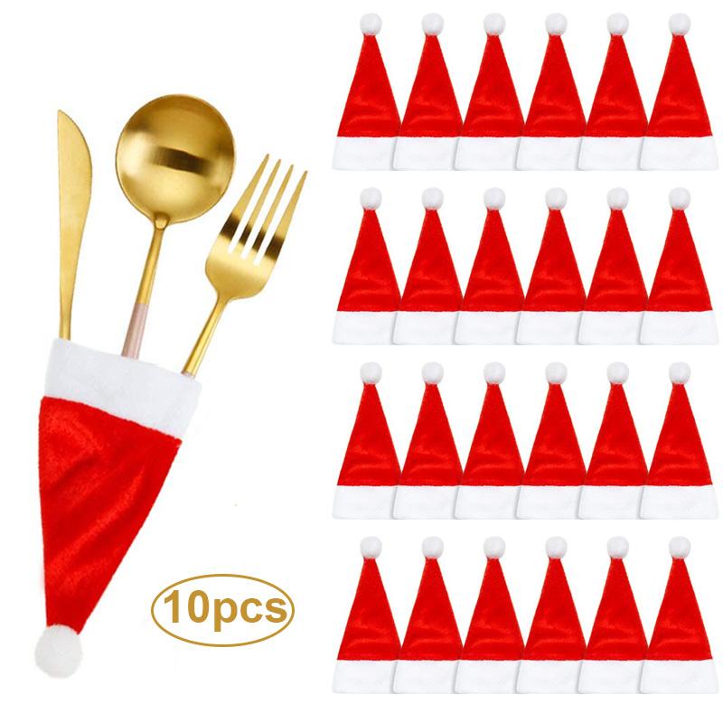 Christmas Decorations 10pcs Fork Knife Cutlery Holder Bag Santa Hat Spoon Tableware Storage For Dinner Table Decor Pocket
Christmas Decorations 10pcs Fork Knife Cutlery Holder Bag Santa Hat Spoon Tableware Storage For Dinner Table Decor Pocket
