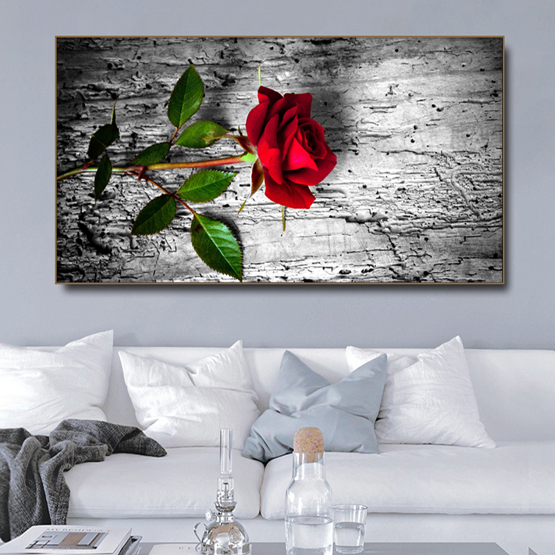 Red Rose Flower Posters And Prints Canvas Painting Home Decor HD Plant Pictures Wall Art For Living Room No Frame