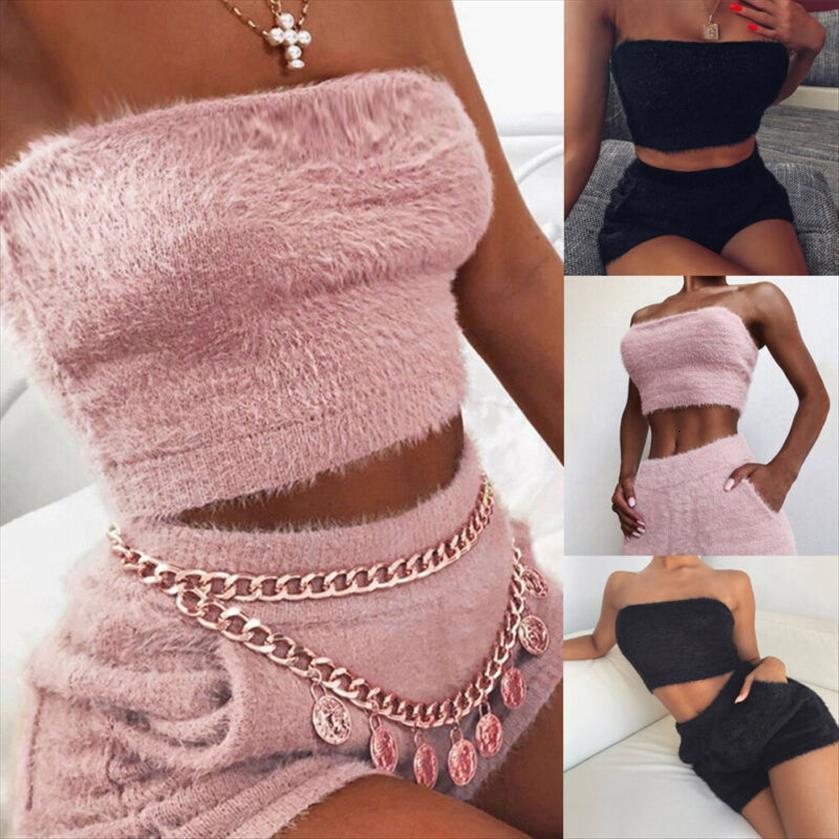 2pcs set clothes strapless womens pants crop and shorts outfit casual bodycon tractsuits sportwear two piece pink black, White
2pcs set clothes strapless womens pants crop and shorts outfit casual bodycon tractsuits sportwear two piece pink black, White