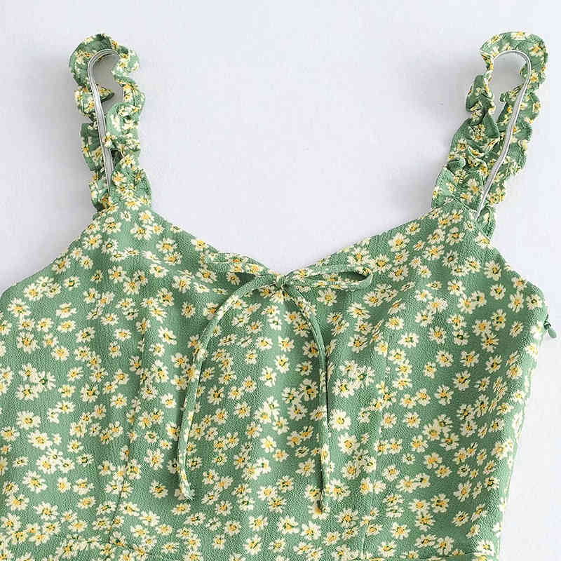 Boho Floral Print Bodysuit Women Bow Tie Spaghetti Strap Holiday Beach Playsuit Ladies Casual Wide Leg Jumpsuit 210414