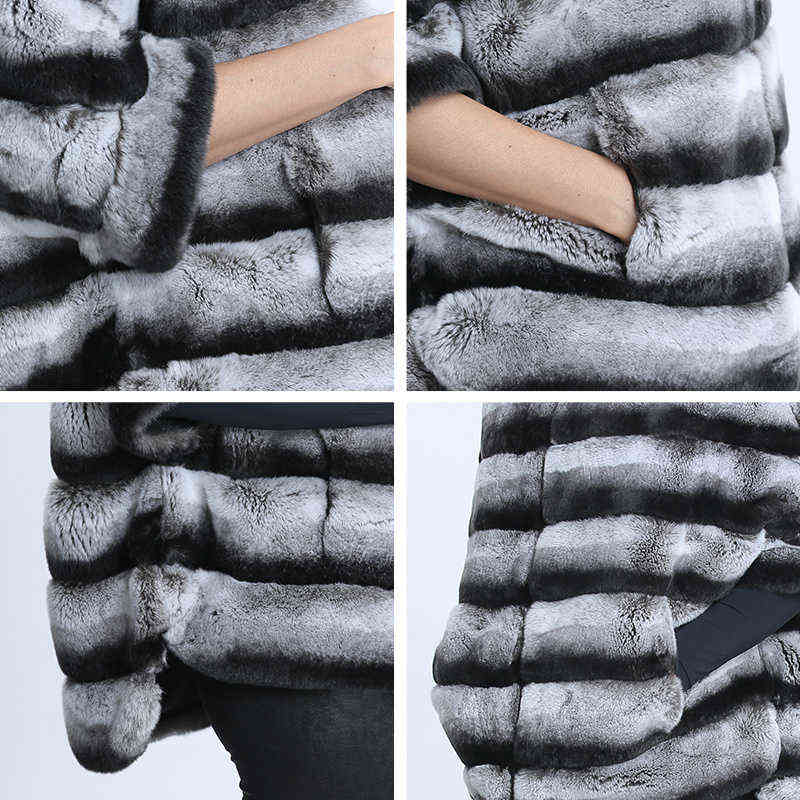 Real Rex Rabbit Natural Fur Coat Female Hoodies Zipper Poncho Jackets Winter Clothes Woman Fluffy Fur Warm Fashion Coat Big Size 211123