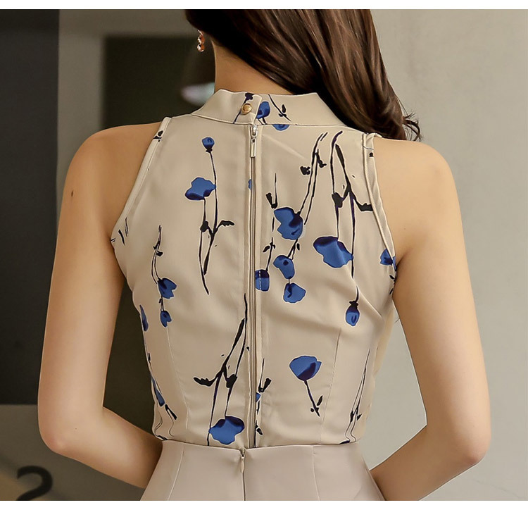 summer Women printing Sleeveless Vest Top Bodycon High Waist Irregular Ruffles Skirt Two Piece Official Sets Sexy Suit 210519