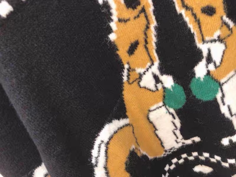 Pullover Sweater Women Cartoon Print Striped Loose Knitted Pull Femme Jumper Crop Mujer suéteres Autumn 210421