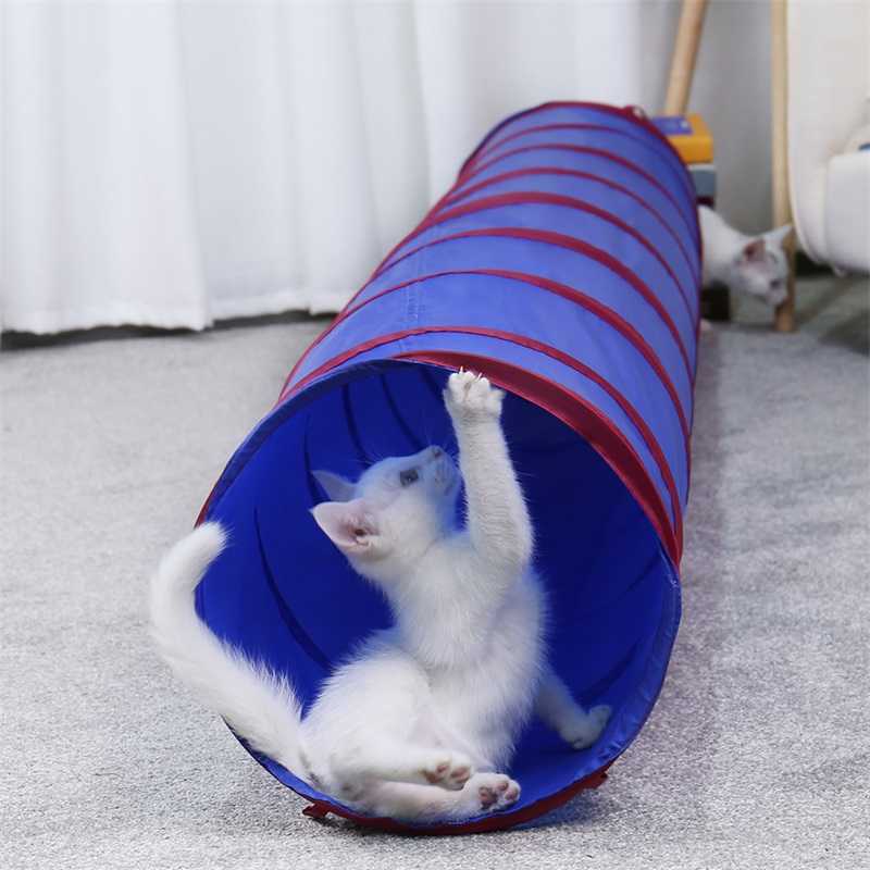 2M Dia 30CM Pet Cat Tunnels Toys for Cats Small Dogs Foldable Funny Cat Dog Tunnels Toys Passageway Tubes Kitten Puppy Outdoors 210929