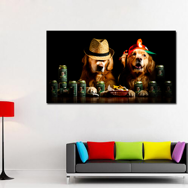 HD Print Photography Art Poster Print Cute Dog With Hat Big Size Canvas Paintings Animal Wall Pictures For Living Room Unframed