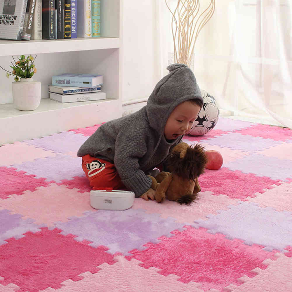 10 Pcs Soft Plush Children's Mat Baby Play Mat Baby Toys Eva Foam Puzzle Carpet In Children's Room Keep Warm Playmat 30x30x1CM 210402