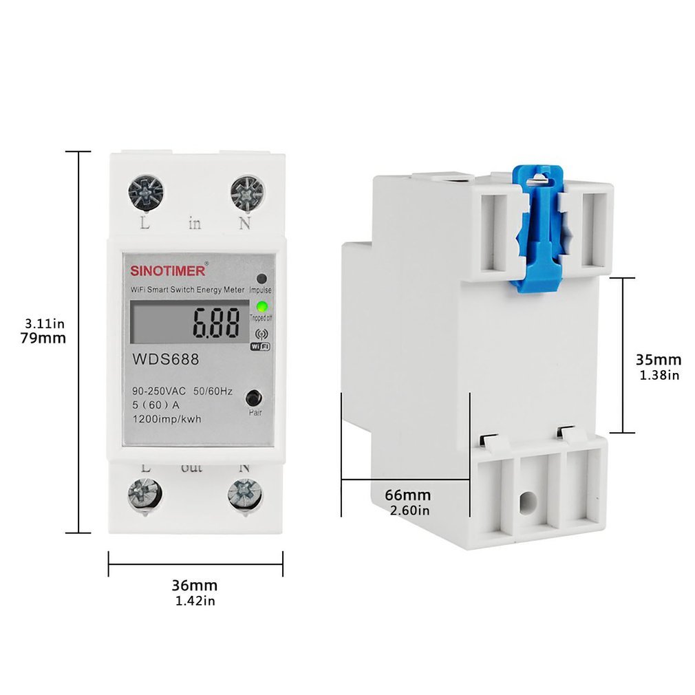 Digital Electrical Consumption Kwh Din Rail Smart Energy Meter Wifi Power Meter Watt Remote Control Switch Control Monitors 230V Ac new