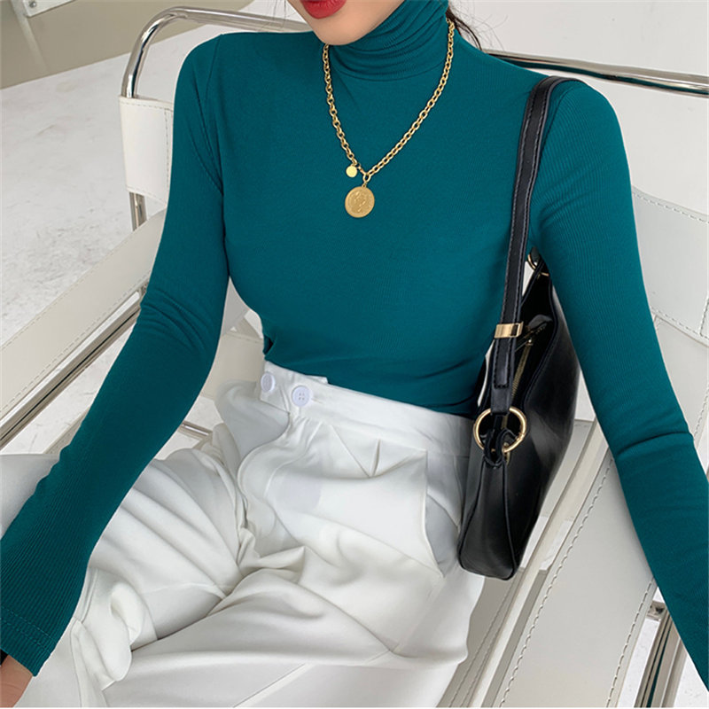 Fashion Large Size Casual Basic Korea Brief Minimalist Tops Women Arrival Solid Warm Thicken T-shirt 210421