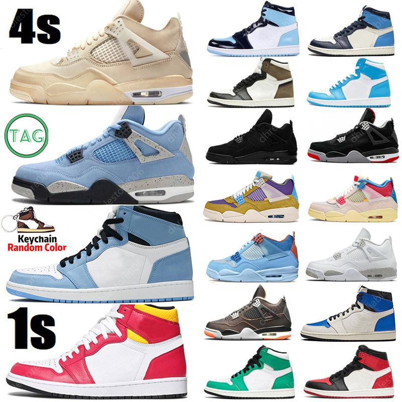 2021 Hyper Royal 4 4s University Blue Mens Basketball Shoes 1 1s Sail Obsidian Silver Toe Black Cat Bred Dark Mocha Fire Red What The Men Sports Women Sneakers Trainers, 38