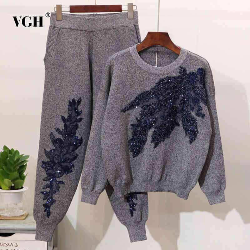 VGH Casual Embroidered Sequin Sets For Women O Neck Long Sleeve Tops High Waist Pants Print Two Piece Set Female Fashion New 210421, Gray
VGH Casual Embroidered Sequin Sets For Women O Neck Long Sleeve Tops High Waist Pants Print Two Piece Set Female Fashion New 210421, Gray