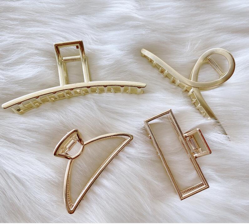 2021 Fashion Women Girls Big Hair Claw Hairpin Simple Geometric Metal Crab Clamp Hairgrip Clip Headwear Jewelry 5PCS