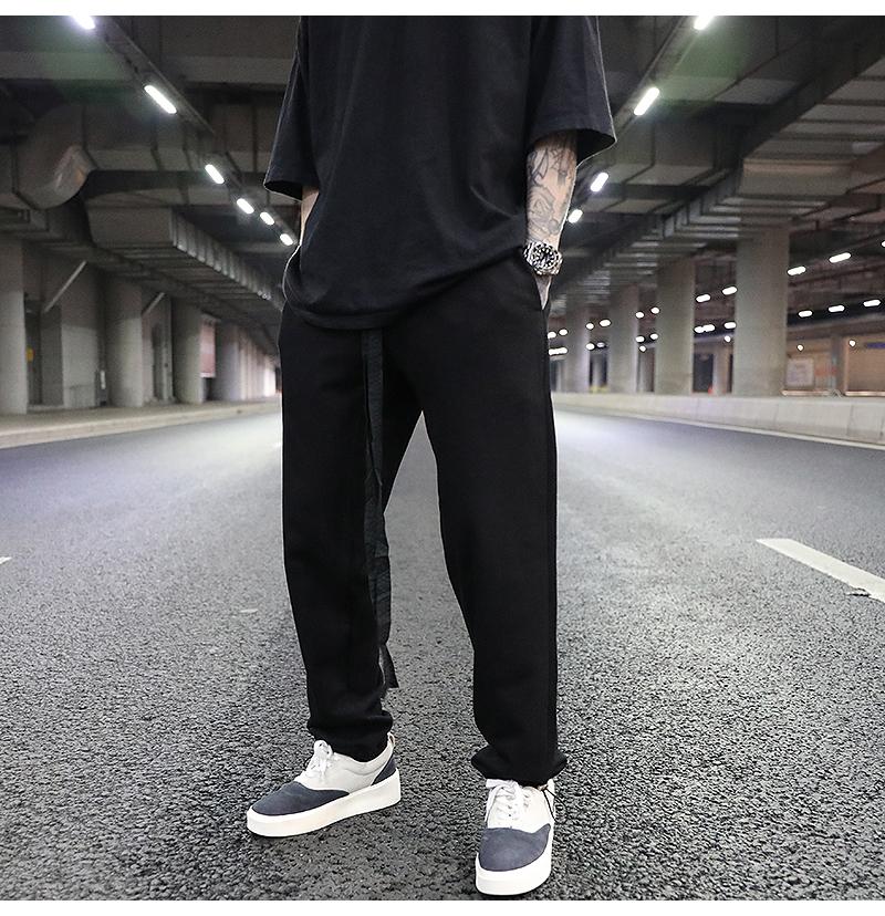The Sixth Season Of Straight Loose-fitting Pants, High Street Style Entry Solid Color Wild Terry Drape Casual Pants Men's