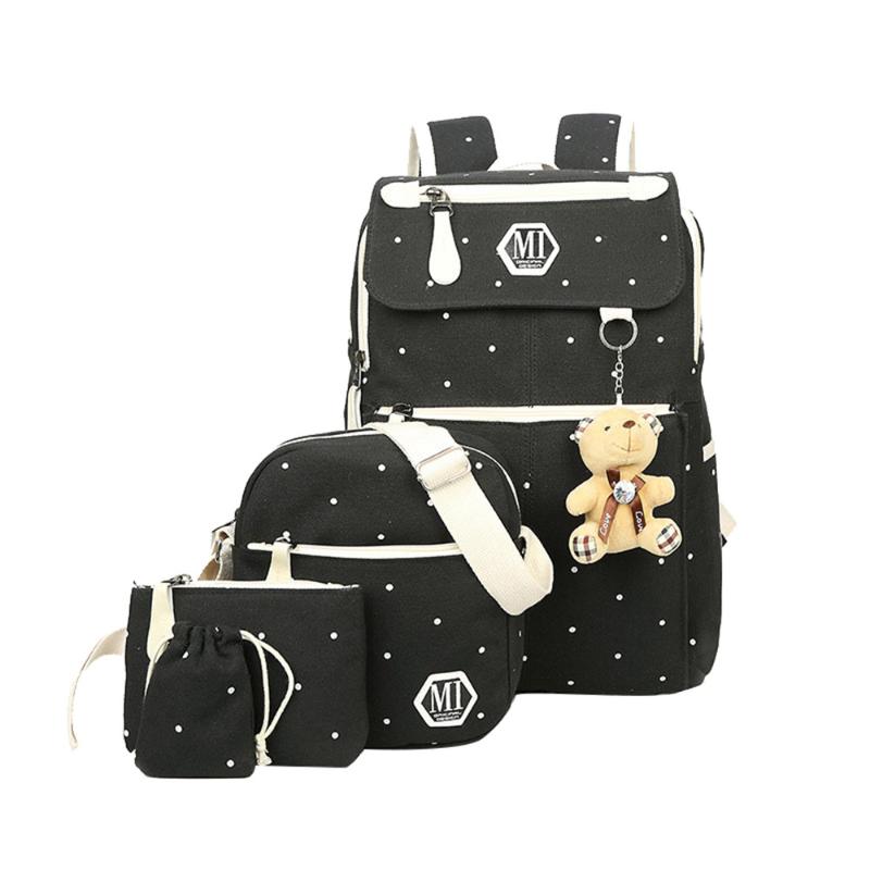 School Bags 4Pcs Polka Dot Girls Bag Women Canvas Daypack For Kids Elementary Primary Backpack Set With Lunch Kits Mochila, Black
School Bags 4Pcs Polka Dot Girls Bag Women Canvas Daypack For Kids Elementary Primary Backpack Set With Lunch Kits Mochila, Black