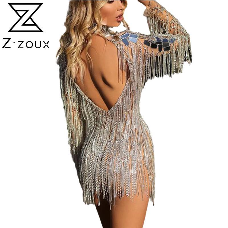 Women Dress Tassel Stitching Backless Sexy es Stand Collar Long Sleeve Mini Fashion Plus Size Summer es 210524, Silver
Women Dress Tassel Stitching Backless Sexy es Stand Collar Long Sleeve Mini Fashion Plus Size Summer es 210524, Silver