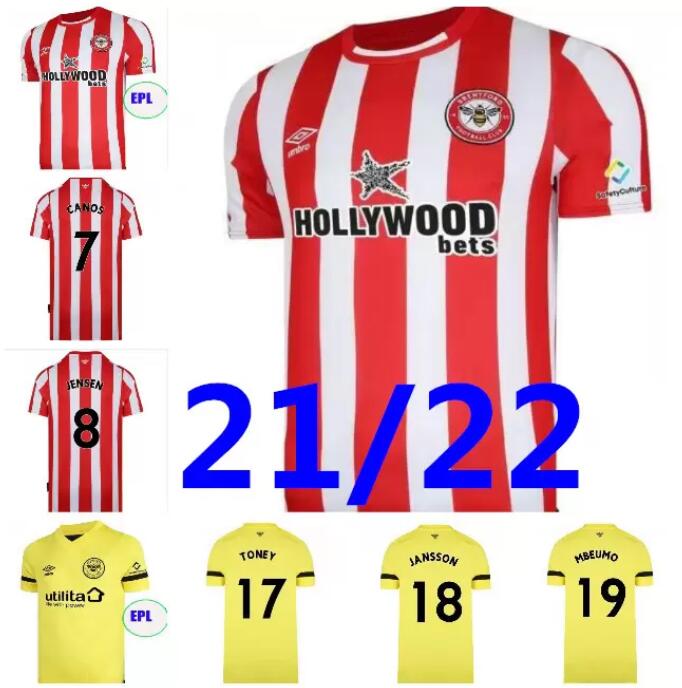 21 22 Brentford FC home Soccer Jerseys TONEY 2021 2022 JANSSON MBEUMO CANOS JENSEN Football Shirt DASILVA FORSS JANELT ROERSLEV BIDSTRUP, Black;yellow
21 22 Brentford FC home Soccer Jerseys TONEY 2021 2022 JANSSON MBEUMO CANOS JENSEN Football Shirt DASILVA FORSS JANELT ROERSLEV BIDSTRUP, Black;yellow