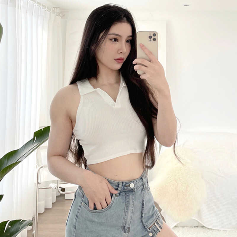 WOMENGAGA Sexy Tight Thin Lapel Sleeveless Vest Women Polo Collar Short Navel Top Summer Tank Tops Korean Sports A88F 210603, Dark gray
WOMENGAGA Sexy Tight Thin Lapel Sleeveless Vest Women Polo Collar Short Navel Top Summer Tank Tops Korean Sports A88F 210603, Dark gray