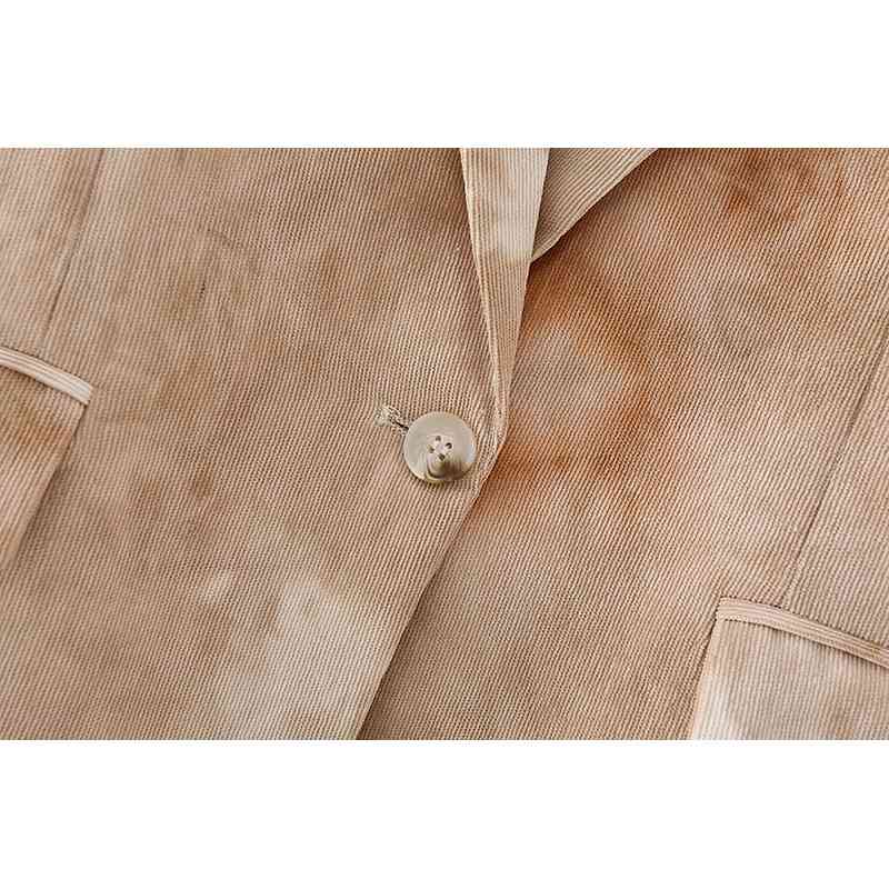 Causal Women Tie-Dye Print Blazers Fashion Ladies Pocket Slim Long Jacket Streetwear Female Chic Single Button Coats 210430