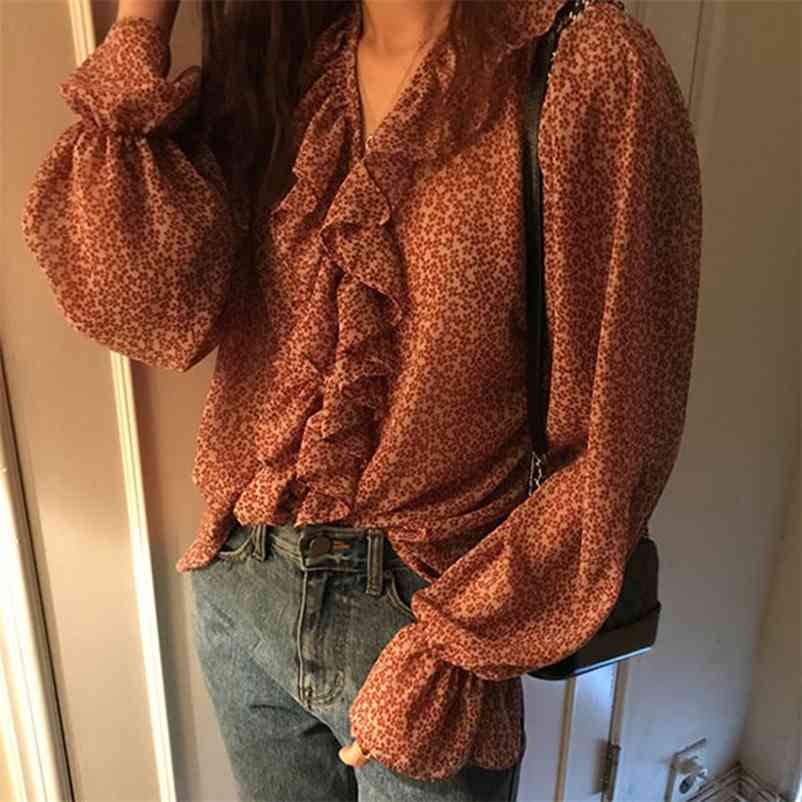 Print Floral V-neck Pullover Chiffon Blouses Flare Long Sleeve Ruffle Women Elegant Shirt Spring Autumn Korean Lady Blusas Tops 210517, Red
Print Floral V-neck Pullover Chiffon Blouses Flare Long Sleeve Ruffle Women Elegant Shirt Spring Autumn Korean Lady Blusas Tops 210517, Red