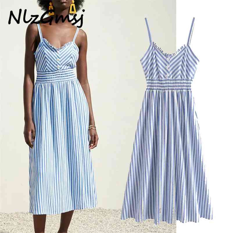 Dres Fashion Blue Striped Print Strap Long Sleeveless BacklessFemale Sundress 05 210628, As picture
Dres Fashion Blue Striped Print Strap Long Sleeveless BacklessFemale Sundress 05 210628, As picture