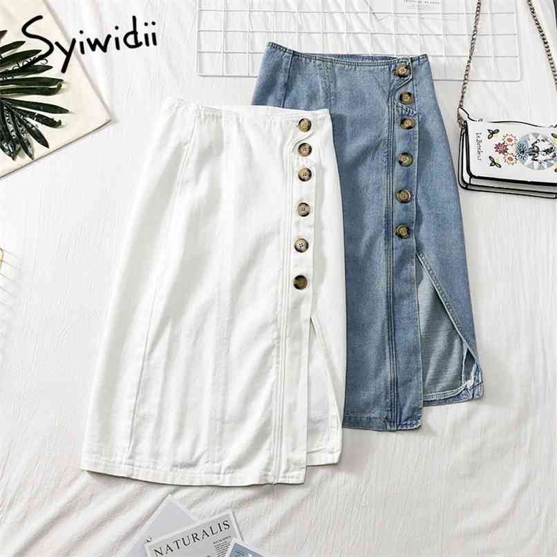 Irregular Side Slit High Waist Denim Skirt Women Mid-Calf Casual A-Line Solid White Spring Korean Fashion Skirts 210607
Irregular Side Slit High Waist Denim Skirt Women Mid-Calf Casual A-Line Solid White Spring Korean Fashion Skirts 210607