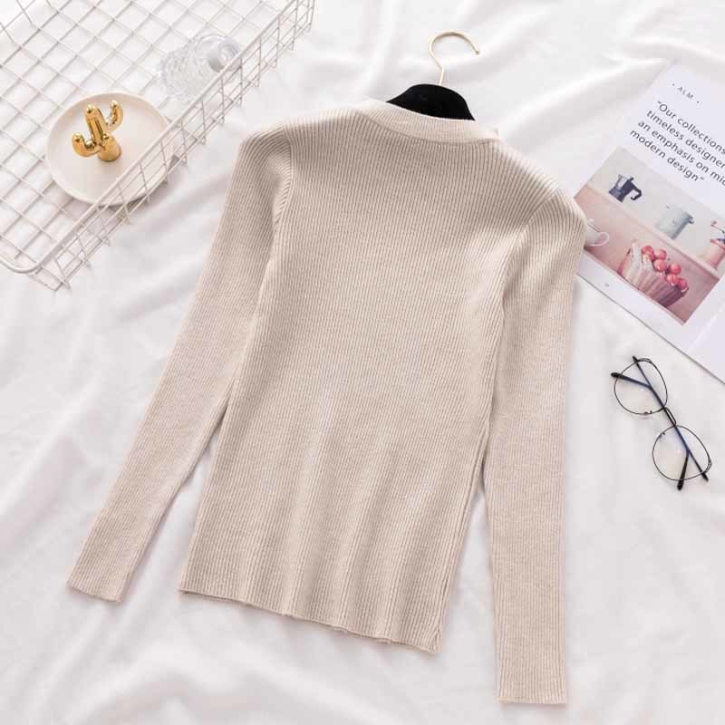 Stripes Knitted Jumper Women Solid Casual Sweaters Winter V-shaped Hollow Elegant Lace Up O-neck Pull Femme 11801 210508
