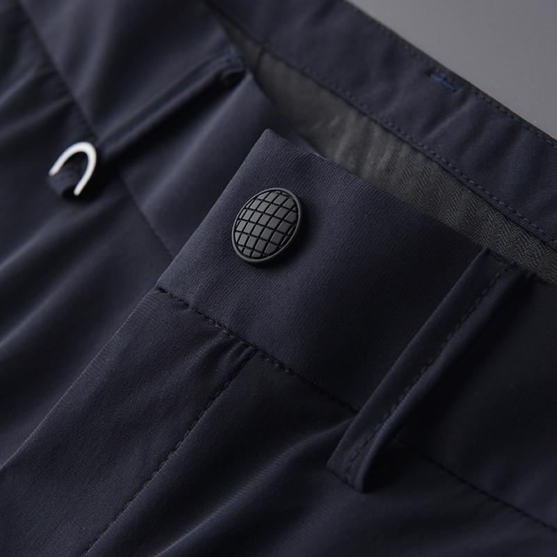 Suit Luxury Summer Soft Silky Fabric Solid Color Skinny Men Casual Pants Hight Quality Slim Fit Man Trousers Men's