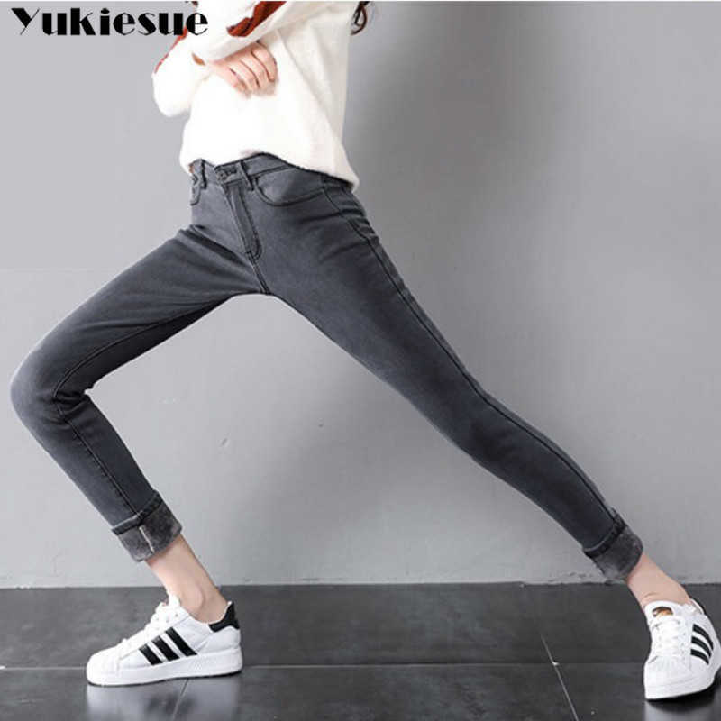 Winter Jeans For Women high Waist Female Trousers Thickened Plus size Velvet Thick Warm push up mom woman 210922