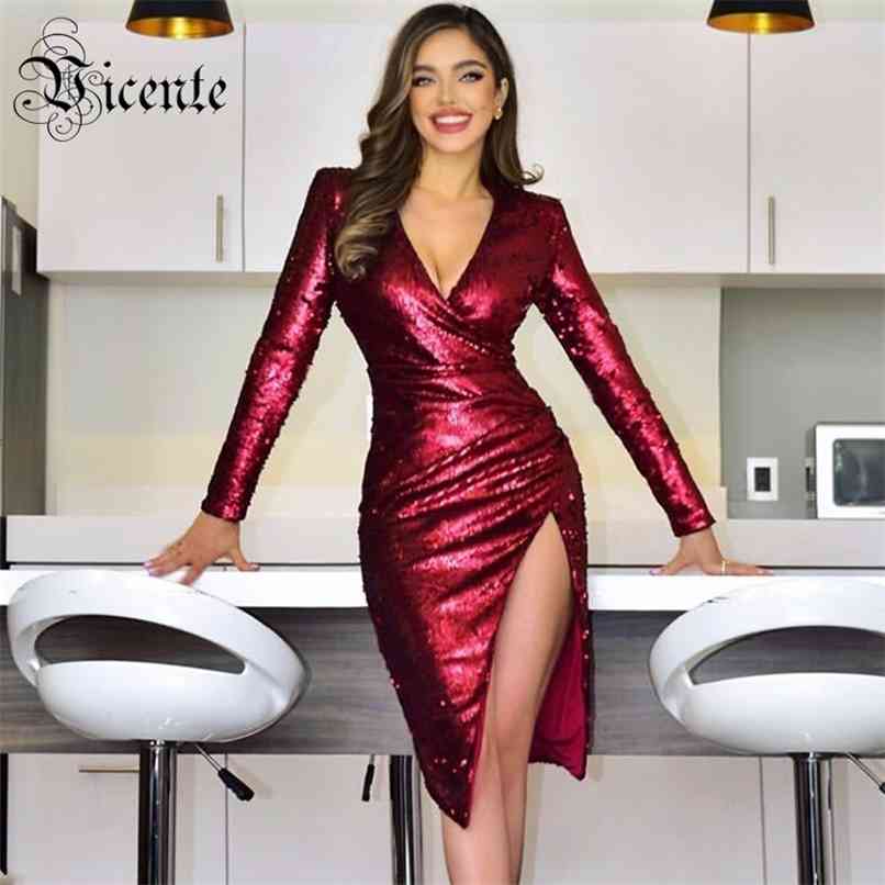Arrival Red Dress Women Sequins Vestidos Long Sleevs V Neck Celebrity Party Knee Length 210520, Redwine
Arrival Red Dress Women Sequins Vestidos Long Sleevs V Neck Celebrity Party Knee Length 210520, Redwine