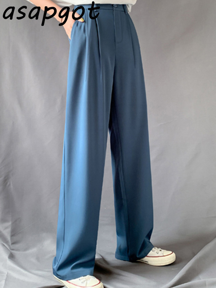 Pants & Capris 5color Loose Plus Size High Waist Black Suit Wide Leg Pant Women Straight Drop Pantalones Mujer Wild 210429