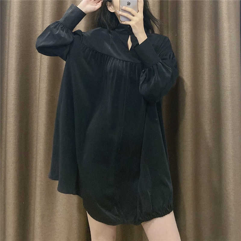 Elegant Women Sweet Solid O-Neck Dress Fashion Ladies Loose Mini Vestidos Streetwear Female Chic Draped Dresses 210527