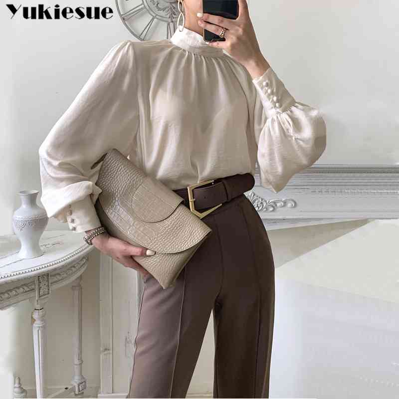 Vintage Lantern Sleeve Blouses Shirts Women blouse woman Stand Collar Loose Female Shirts Tops Spring Ladies Blusas 210519, White
Vintage Lantern Sleeve Blouses Shirts Women blouse woman Stand Collar Loose Female Shirts Tops Spring Ladies Blusas 210519, White