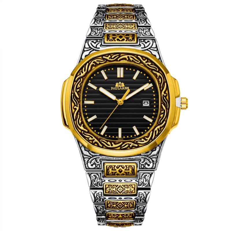 Wristwatches Luxury Carved Antique Vintage Luminous Rose Gold Yellow Silver 2 Tones Fashion Blue Grey Coffe Quartz Men Watch, Gold white
Wristwatches Luxury Carved Antique Vintage Luminous Rose Gold Yellow Silver 2 Tones Fashion Blue Grey Coffe Quartz Men Watch, Gold white