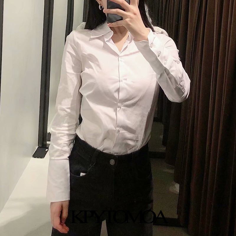 Women Fashion Office Wear Basic Blouses Long Sleeve Button-up Female Shirts Blusas Chic Tops 210420