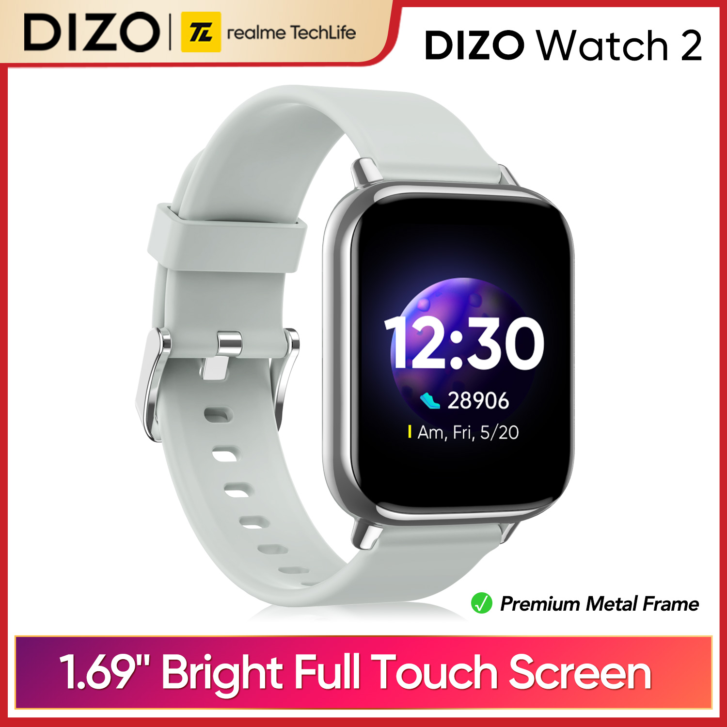 DIZO Watch 2 Smart Watch Premium Metal Body Frame 1.69Bright Full Touch 5ATM Waterproof smartwatch Fashion watch Global Version, Silver grey
DIZO Watch 2 Smart Watch Premium Metal Body Frame 1.69Bright Full Touch 5ATM Waterproof smartwatch Fashion watch Global Version, Silver grey