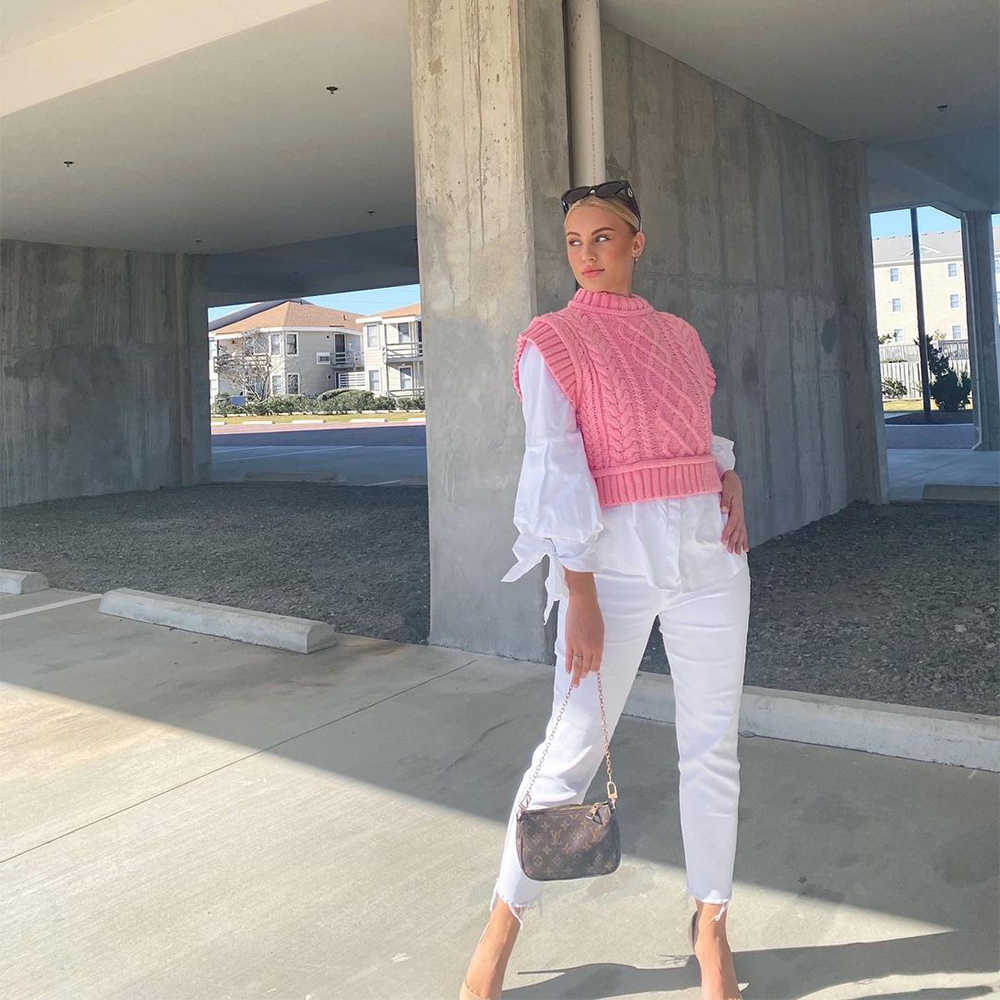 Women Knit Crop Sweater Vest sleeveless Warm Casual Fashion Cropped Knitted Woman Sweaters Pullover Tops 210819