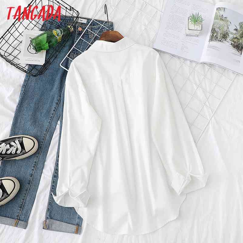 Women White Classic Shirt Turn Down Collar Long Sleeve Chic Female Casual Tops Blusas XQ03 210416