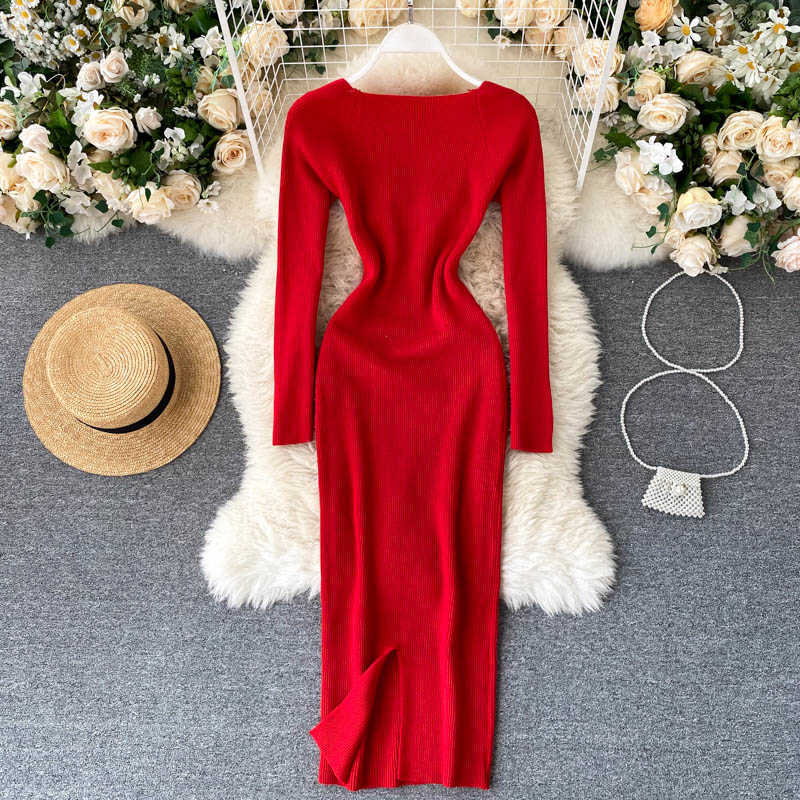 Sexy Low Collar Long Sleeve Knitted Bodycon Dress Autumn Casual High Waist Knit Vestidos Elegant Dresses Female New Fashion 2020 Y0603, Burgundy
Sexy Low Collar Long Sleeve Knitted Bodycon Dress Autumn Casual High Waist Knit Vestidos Elegant Dresses Female New Fashion 2020 Y0603, Burgundy