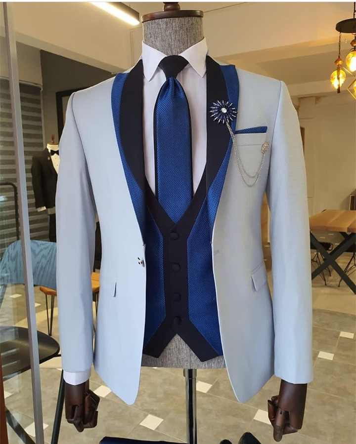 Three-Pieces Men Suits Business Casual tuxedos Slim Fit Groom Party Coat Tailored Night Performance singer Work Wear Wedding Suit