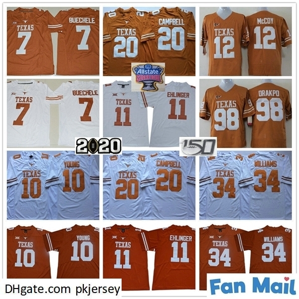 NCAA 150TH Texas Longhorns College 11 Sam Ehlinger 7 Shane Buechele 10 Vince Young 20 Earl Campbell 34 Ricky Williams Orange White Jersey, Black;red
NCAA 150TH Texas Longhorns College 11 Sam Ehlinger 7 Shane Buechele 10 Vince Young 20 Earl Campbell 34 Ricky Williams Orange White Jersey, Black;red