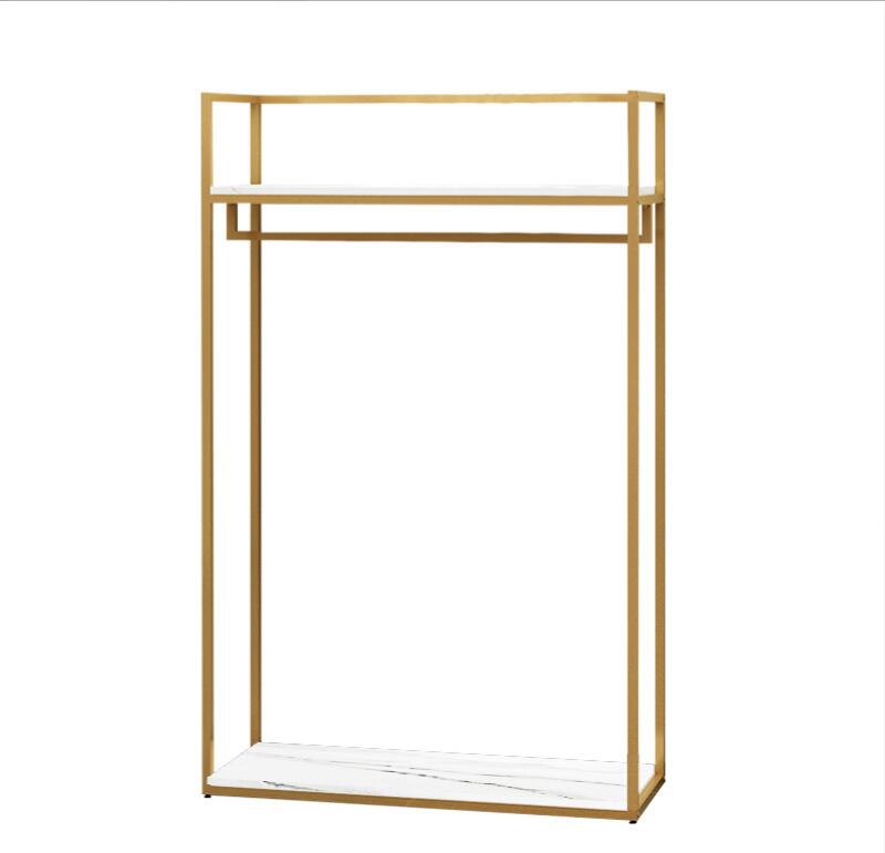 Clothes hanger display rack in clothing store Commercial Furniture golden wall racks floor type side hanging simple women's shelf double-layer cl