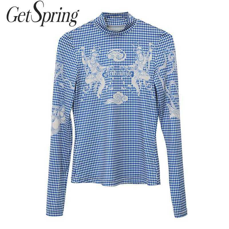 GETSPRING Women Shirt Standing Collar Plaid Printing Color Matching Graphic shirt All Match Vintage Autumn op 210601, Blue
GETSPRING Women Shirt Standing Collar Plaid Printing Color Matching Graphic shirt All Match Vintage Autumn op 210601, Blue