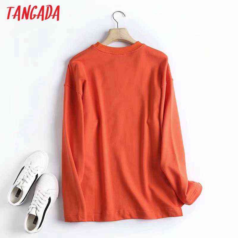 Tangada Women Fashion Solid Sweatshirts Oversize Long Sleeve O Neck Loose Pullovers Female Tops 4C77 211108