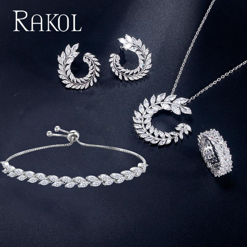 Earrings & Necklace RAKOL Fashion Luxury Jewelry Set With Cubic Zircon Four Pieces Bride Engagement Wedding Party Dress Crystal Accessories, Silver
Earrings & Necklace RAKOL Fashion Luxury Jewelry Set With Cubic Zircon Four Pieces Bride Engagement Wedding Party Dress Crystal Accessories, Silver