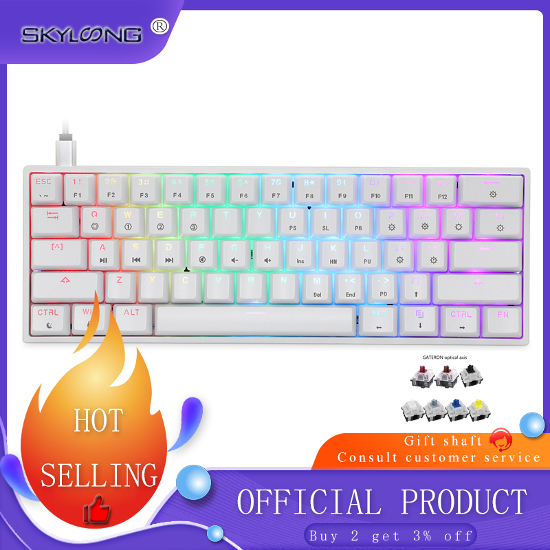 GK61 SK61 61 Key Mechanical Keyboard USB Wired LED Backlit Axis Gaming Mechanical Keyboard Gateron Optical Switches For Desktop