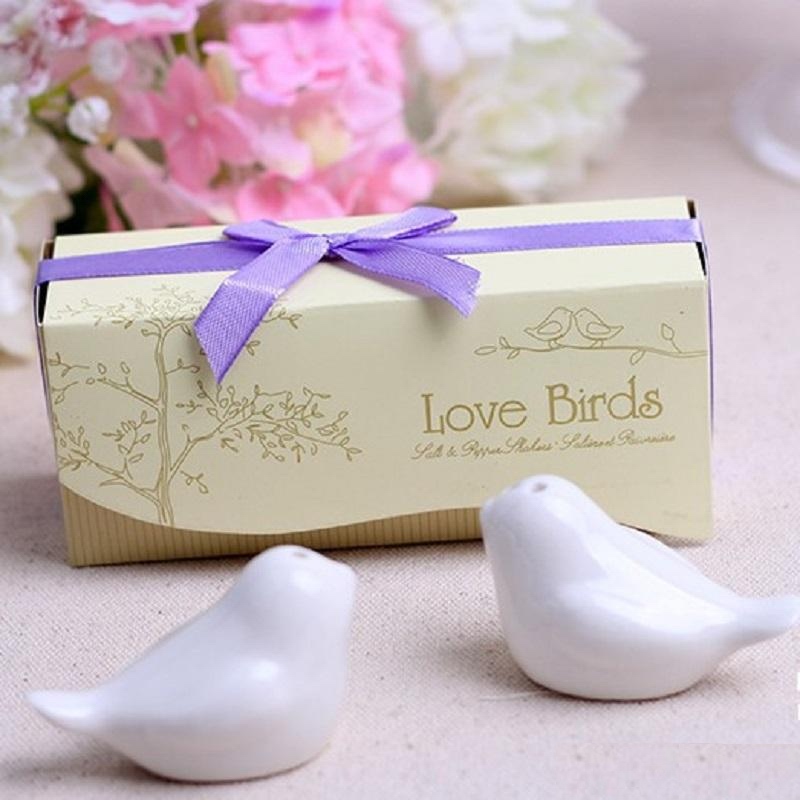 2021 Shipping Ceramics Love Bird Salt And Pepper Shaker Wedding Gifts For Guests articulos de fiesta Weding Souvenir