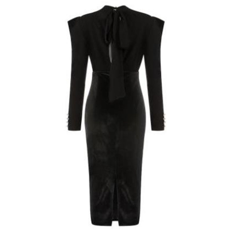 Autumn And Winter Temperament Black Dresses Vintage Elegant Style Women's Long Sleeves High-End Vestido Da Festa 210520