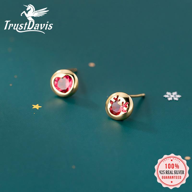 stud trustdavis real 925 sterling silver fashion round heart deer red cz earrings for women christmas gift fine jewelry da196, Golden;silver
stud trustdavis real 925 sterling silver fashion round heart deer red cz earrings for women christmas gift fine jewelry da196, Golden;silver