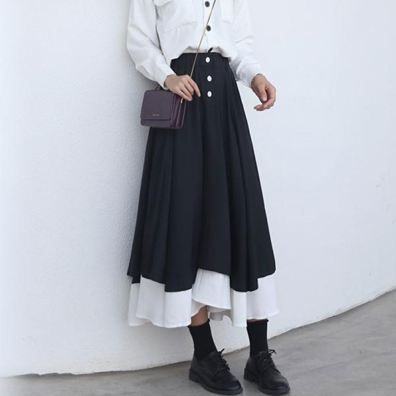 Spring and Autumn Retro High Waist Slim Mid-length Single Breasted Big Swing A Line Skirts Womens 210615, Black
Spring and Autumn Retro High Waist Slim Mid-length Single Breasted Big Swing A Line Skirts Womens 210615, Black