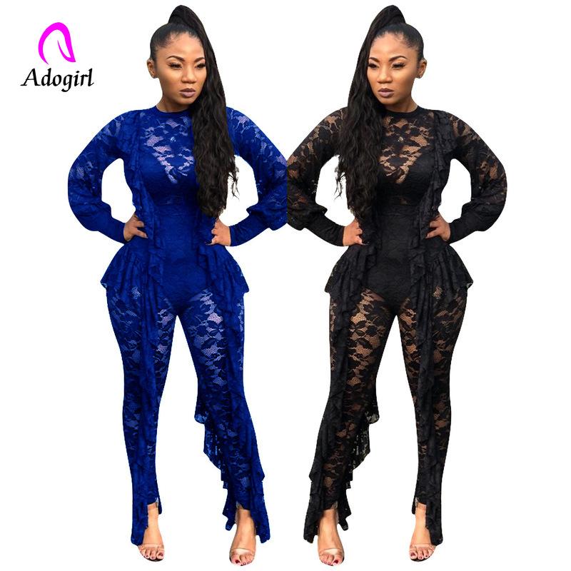 Women' Jumpsuits & Rompers Royal Blue Ruffle Sheer Lace Jumpsuit O Neck Long Lantern Sleeve Women Romper Sexy Night Club Party Overalls Fem, Black
Women' Jumpsuits & Rompers Royal Blue Ruffle Sheer Lace Jumpsuit O Neck Long Lantern Sleeve Women Romper Sexy Night Club Party Overalls Fem, Black